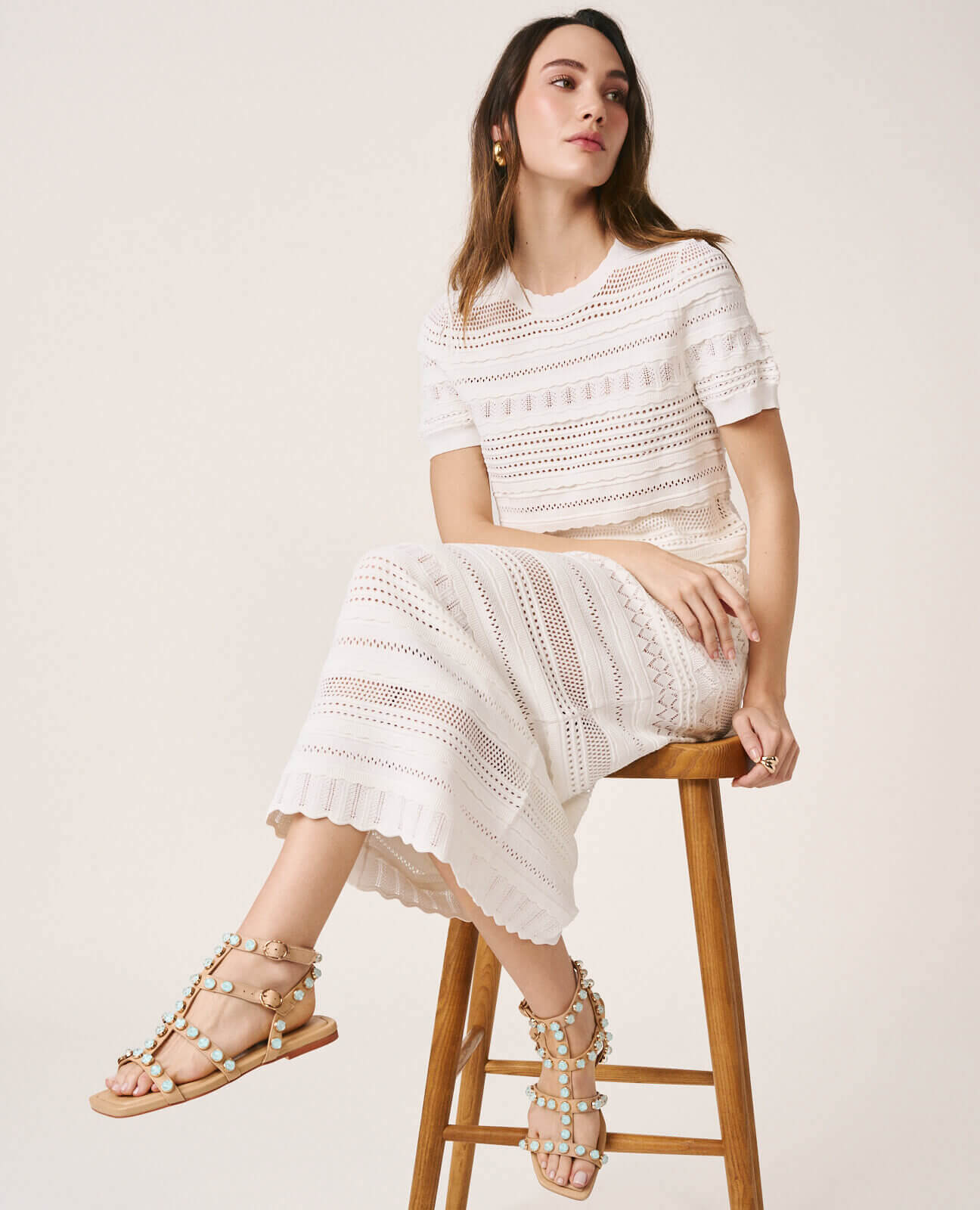 FLAT STRAPPED SANDALS WITH STUDS