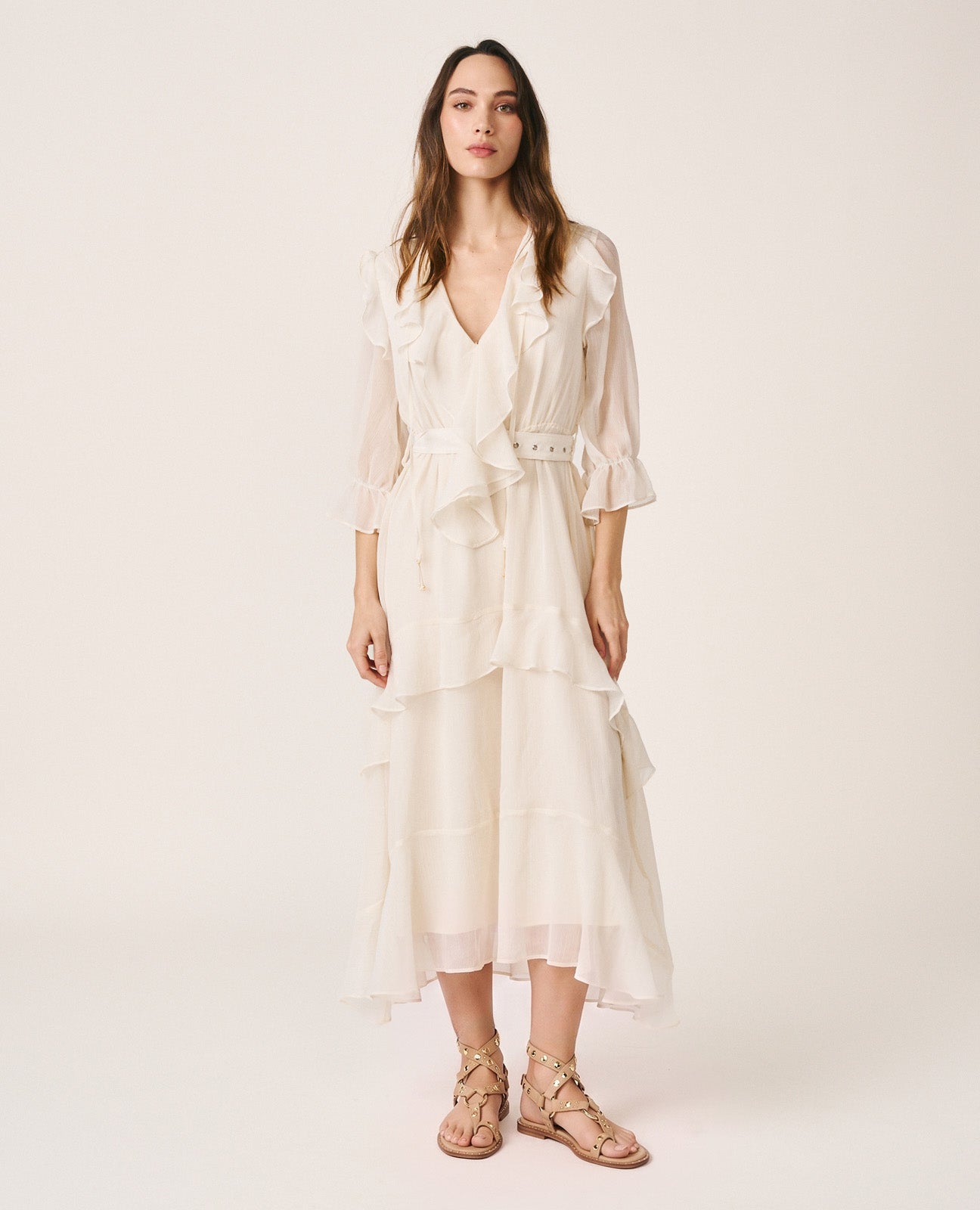 RUFFLE MIDI DRESS