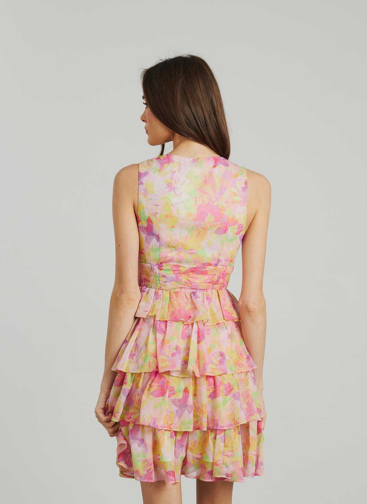 RUFFLED DRESS WITH RUFFLED WAIST