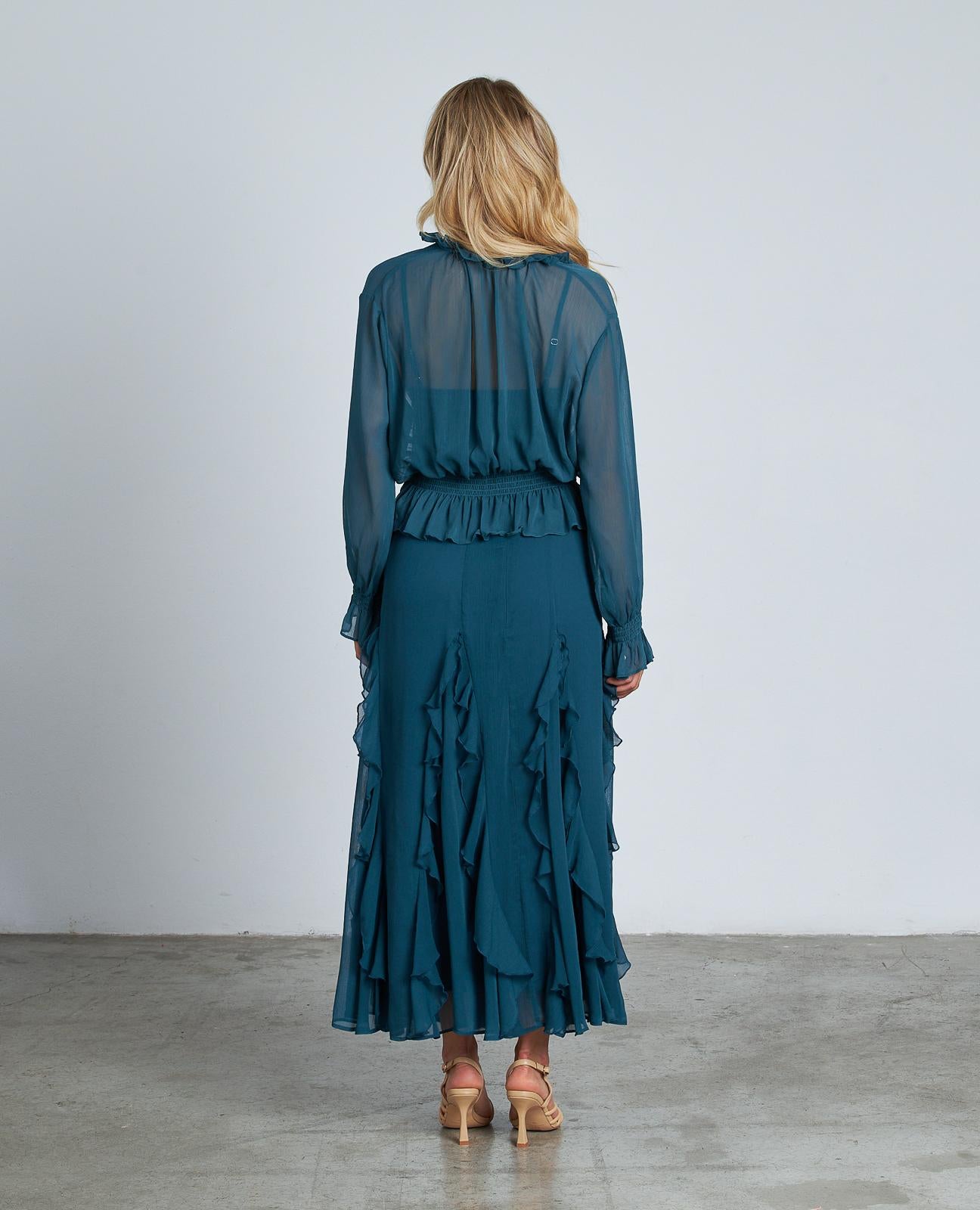 JUPE MIDI À VOLANTS