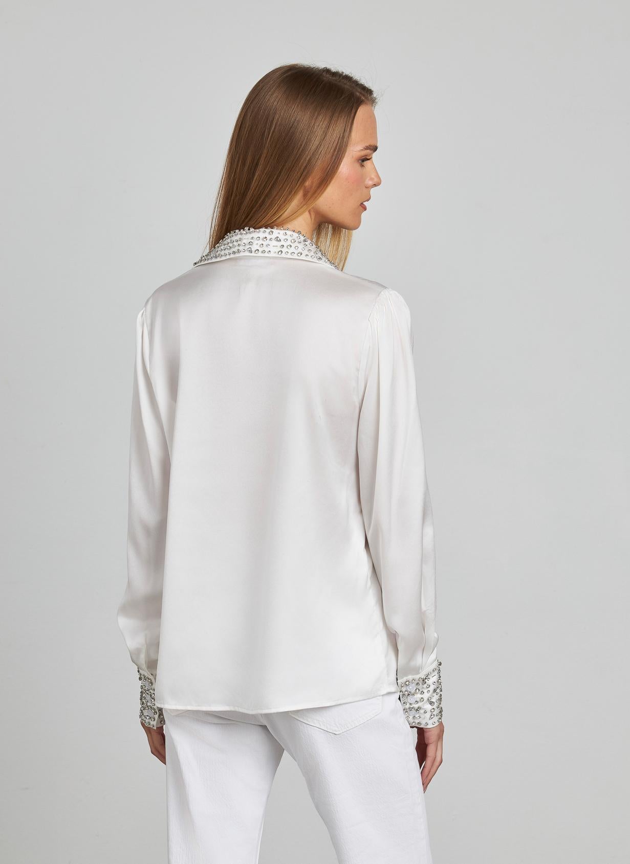 CAMICIA EFFETTO RASO CON STRASS