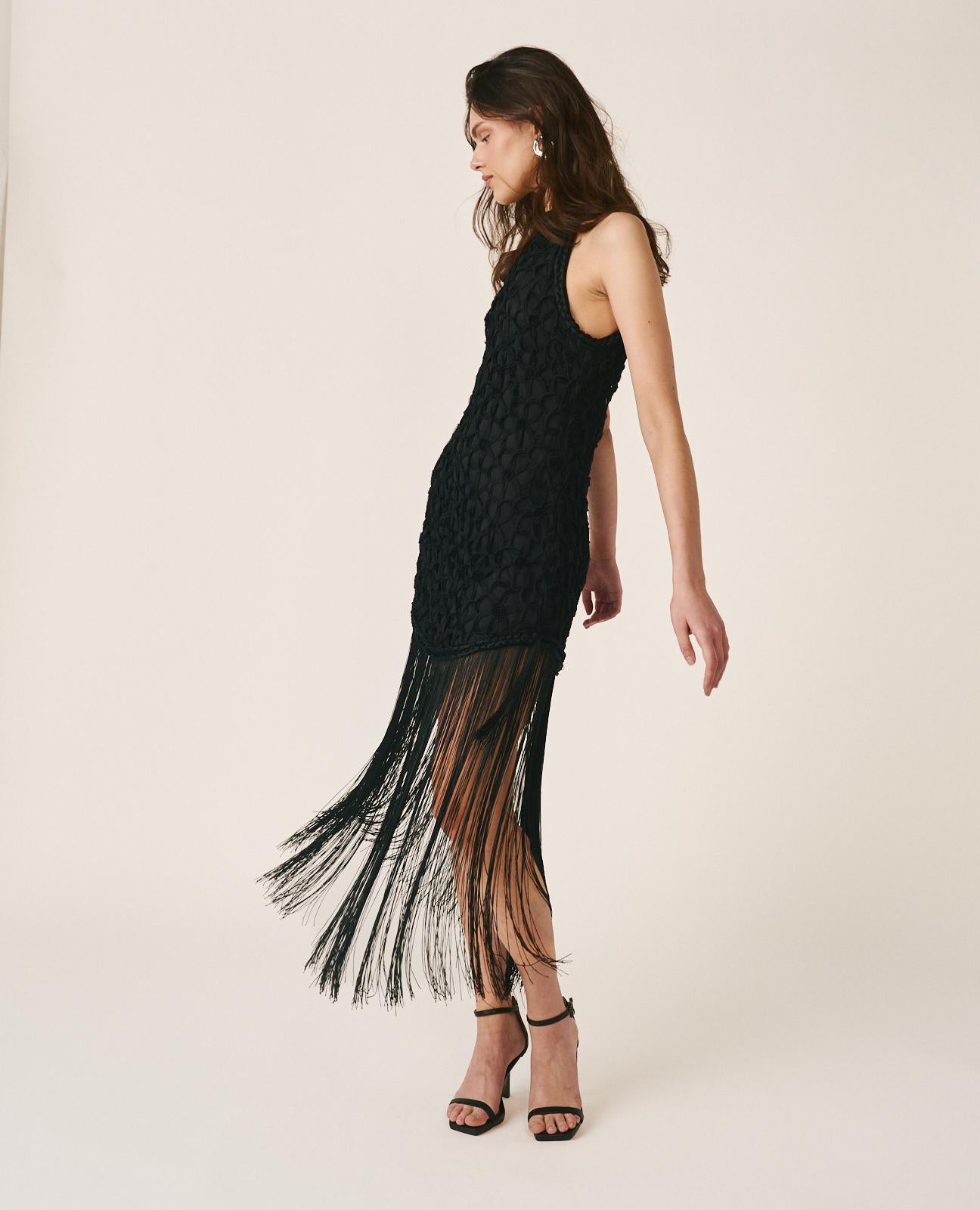 FRINGED MIDI DRESS