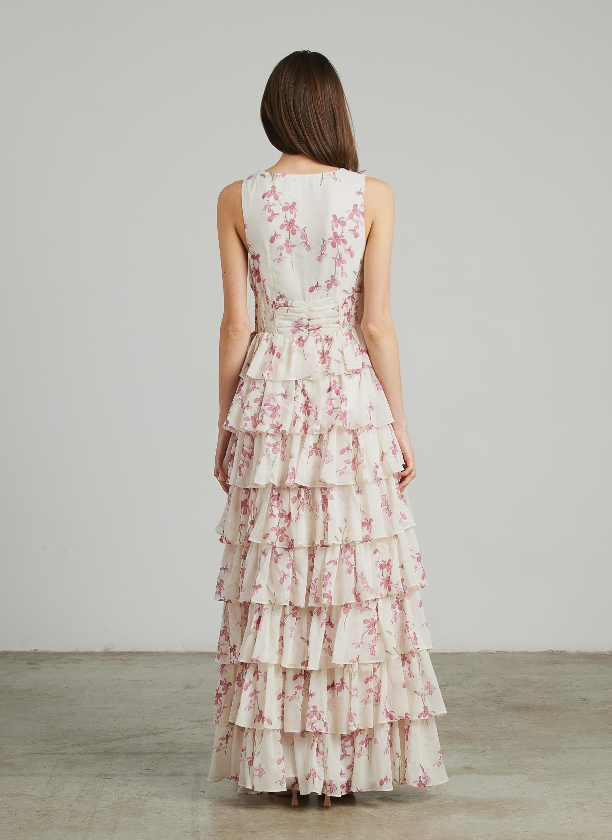 LONG DRESS WITH RUFFLED STRAPS