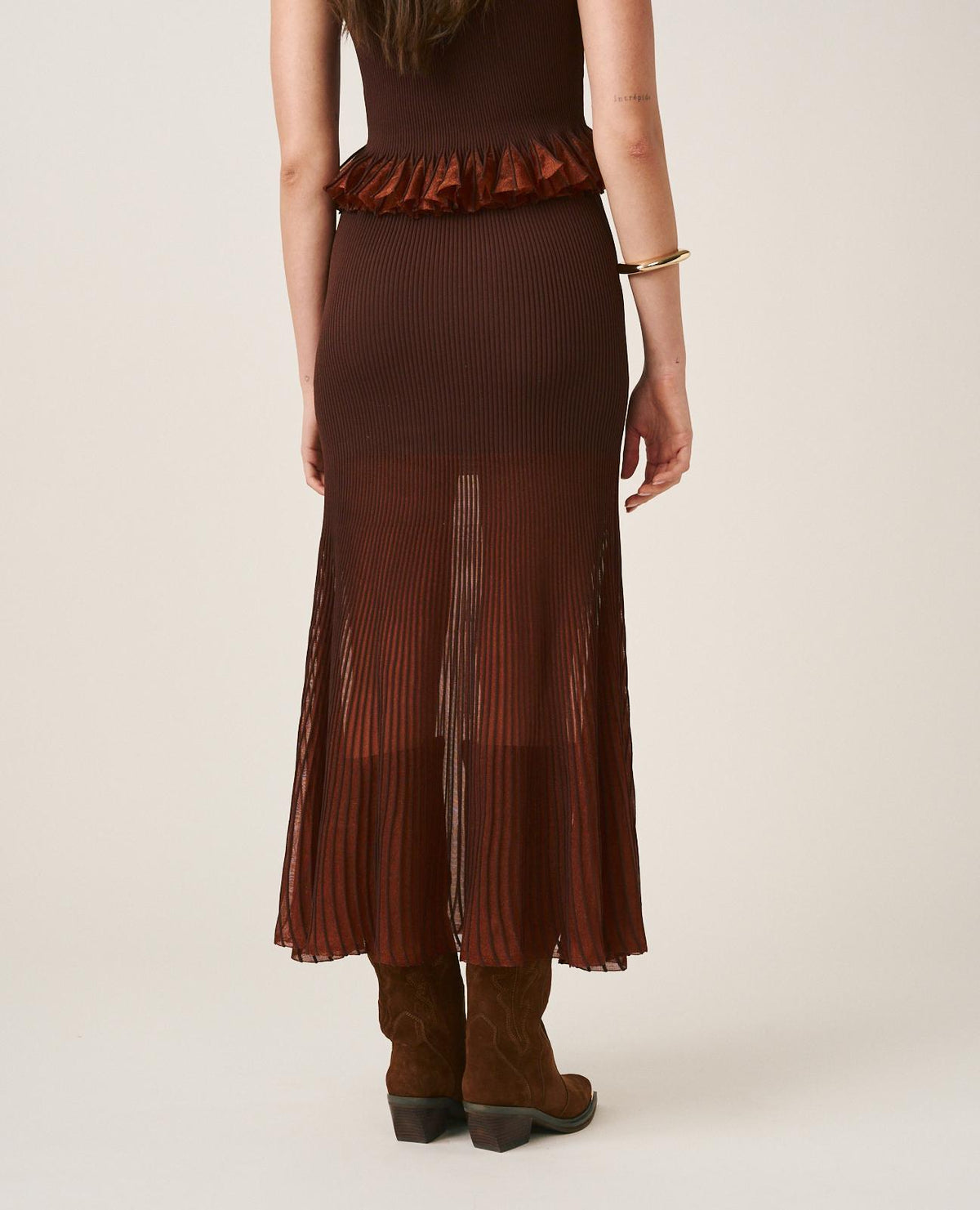 SEMI-TRANSPARENT METALLIZED SKIRT