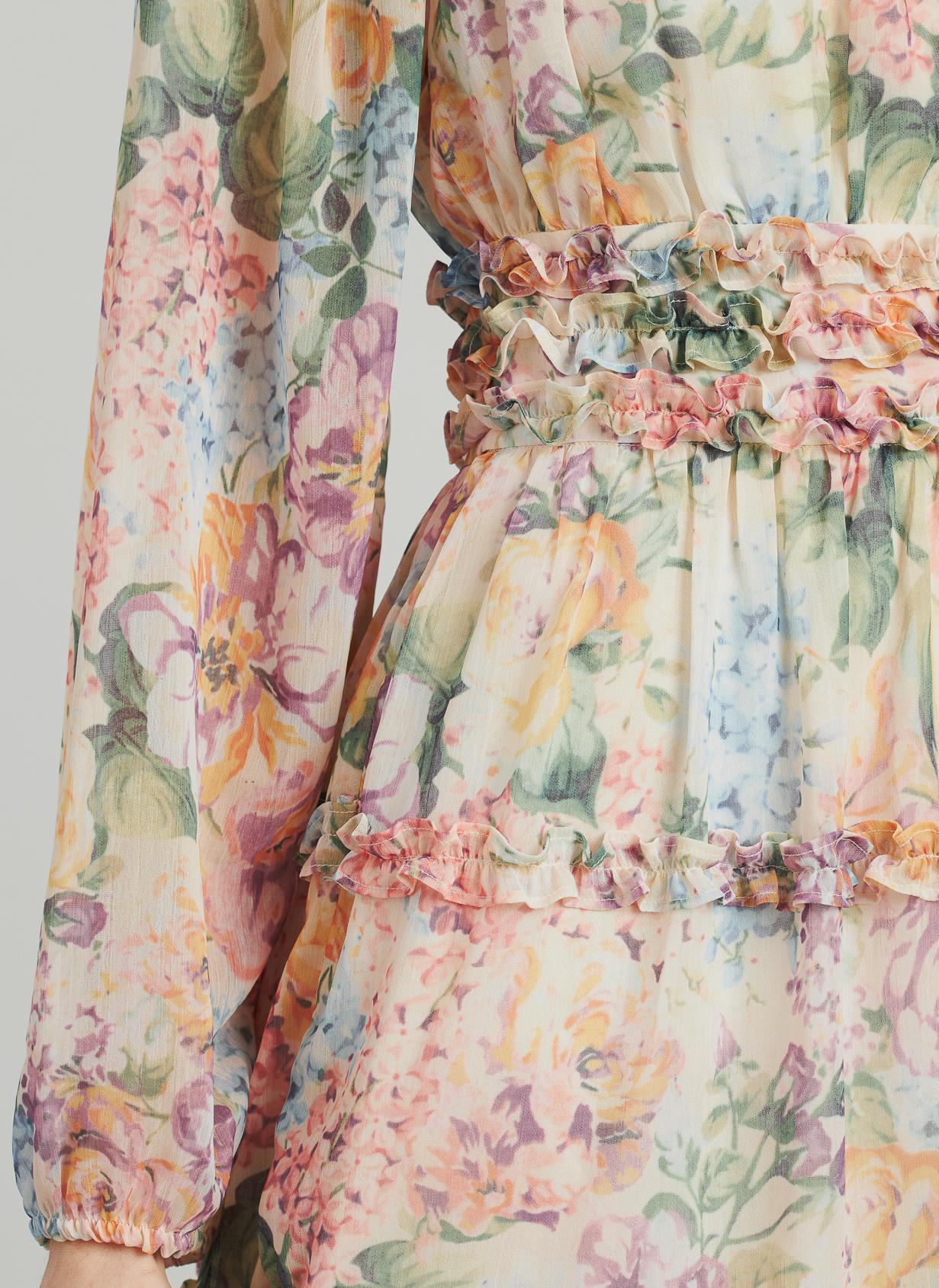 SHORT DRESS WITH RUFFLED PRINT