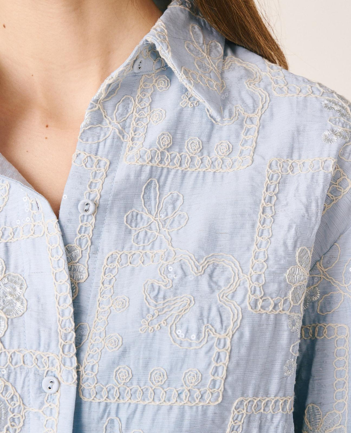 EMBROIDERED SHIRT WITH SEQUINS