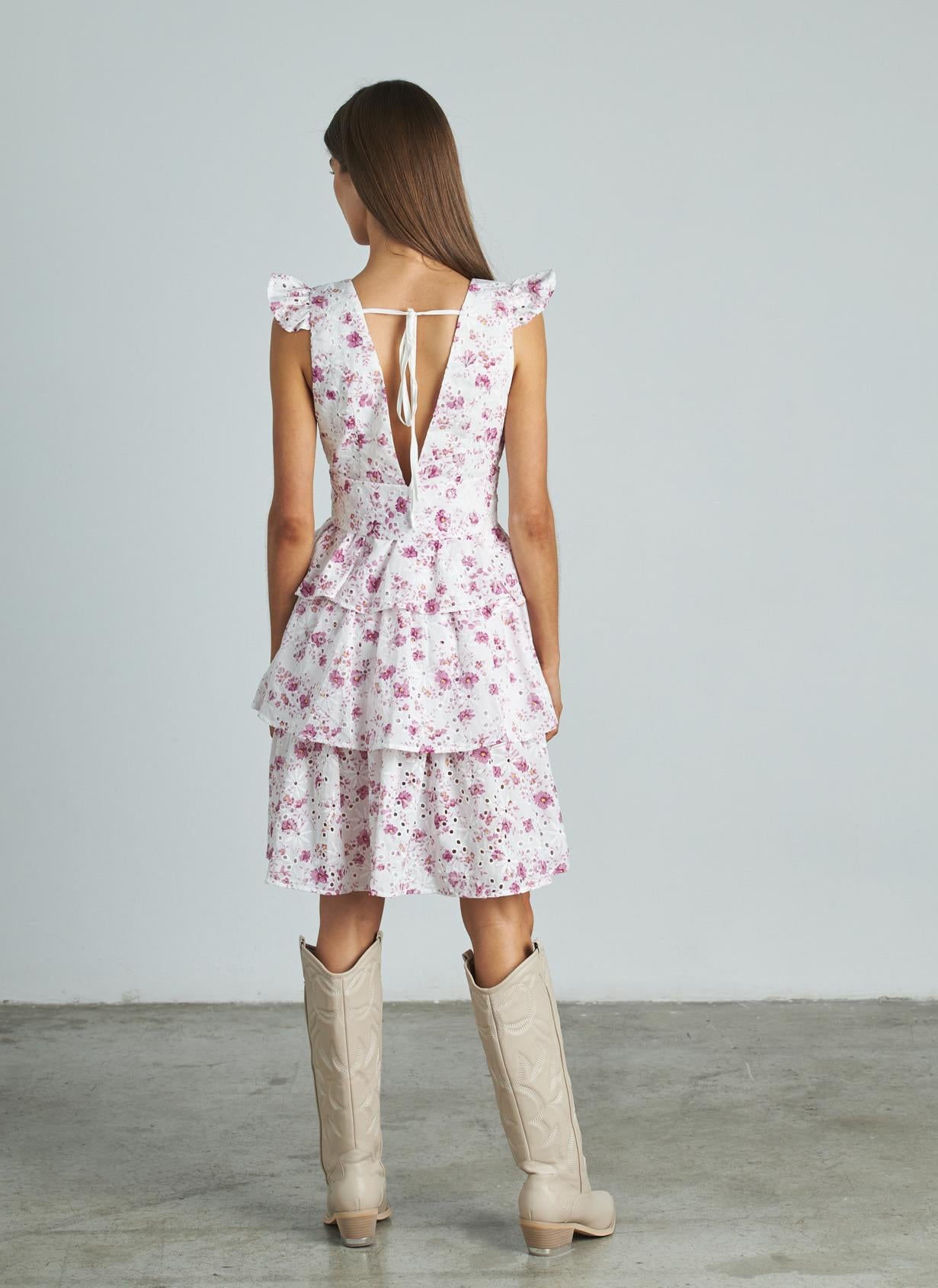 DRESS WITH OPENWORK RUFFLES