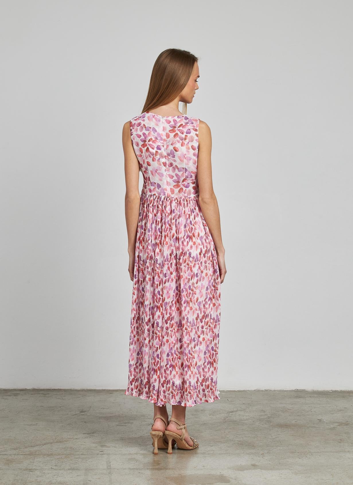 VESTIDO MIDI COM FOLHOS