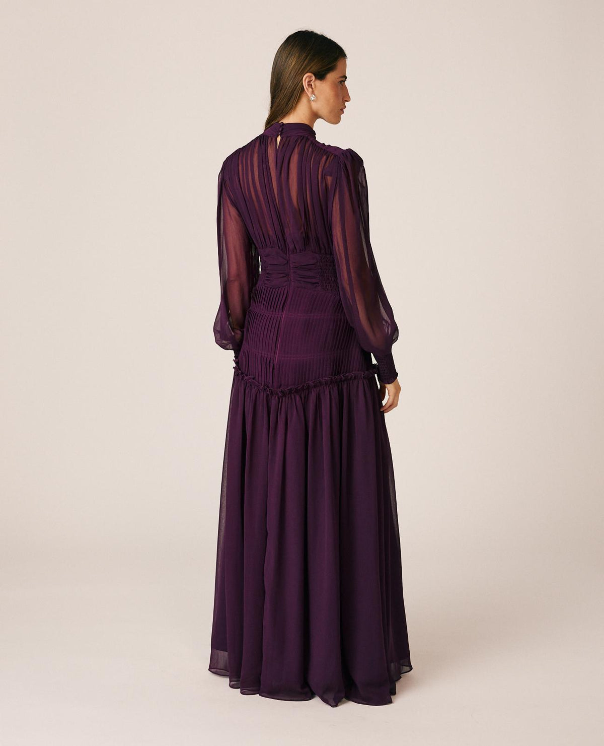 VESTIDO LARGO CON FRUNCIDO