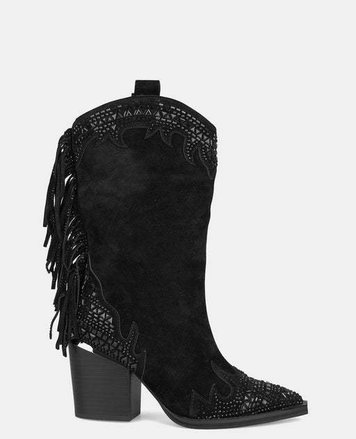 BOOT WITH BANGS AND RHINESTONES