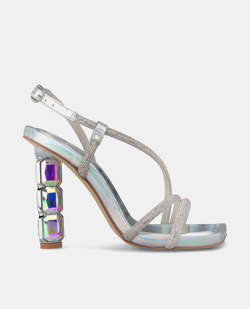 HEELED SANDAL WITH GLITTER STRAPS