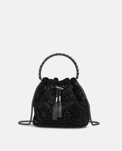 RHINESTONE DETAIL BOWLER BAG