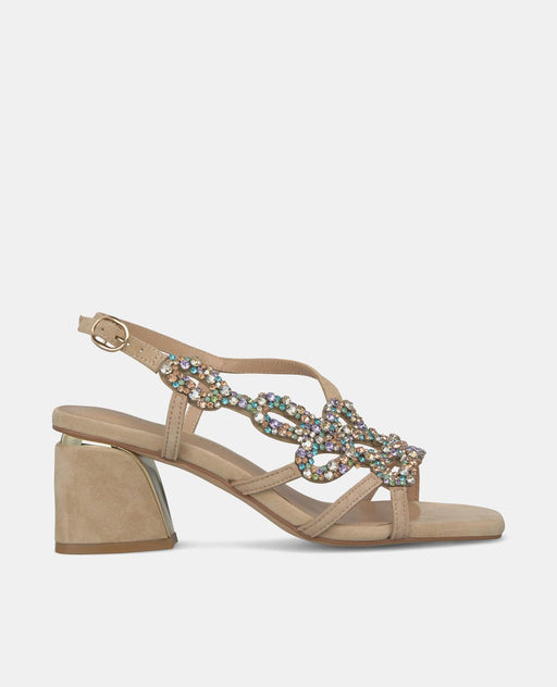 SQUARE HEEL SANDAL WITH RHINESTONES