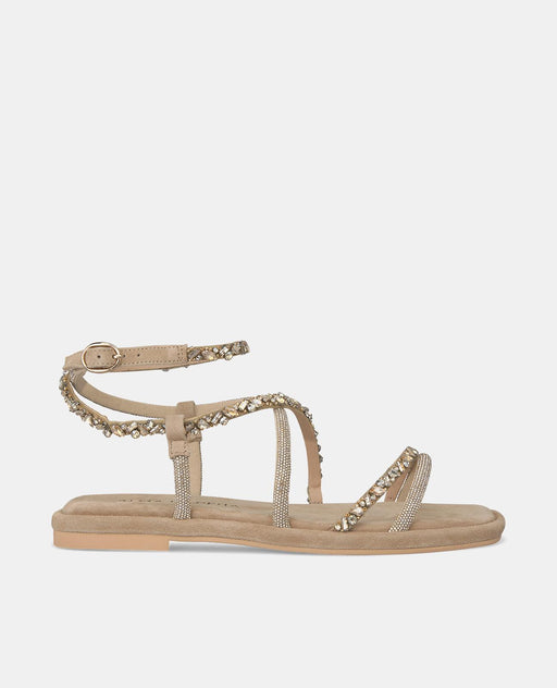 FLAT SANDAL WITH INTERLACED RHINESTONES