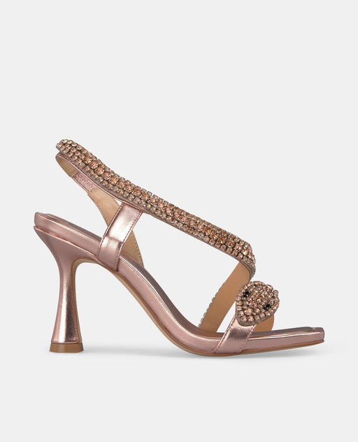 CIRCULAR HEEL SNAKE SANDAL