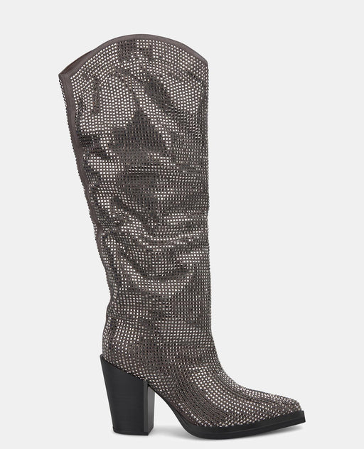 WIDE LEG BOOT WITH RHINESTONES