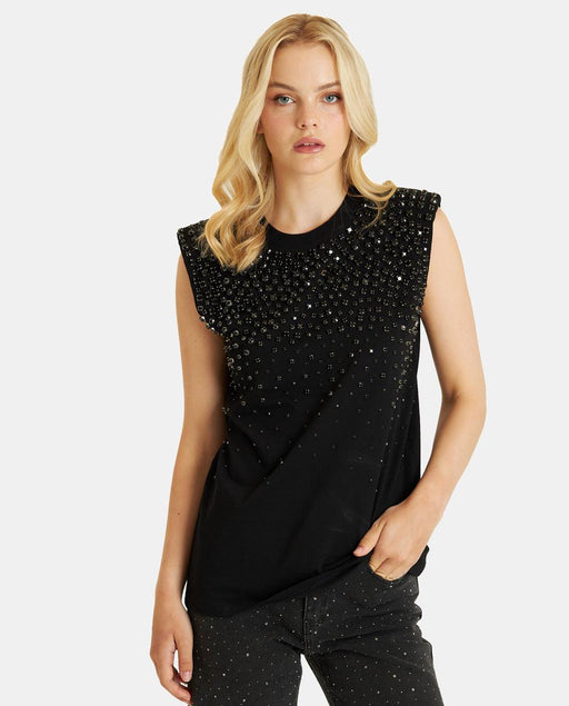 T-SHIRT AVEC COL EN STRASS