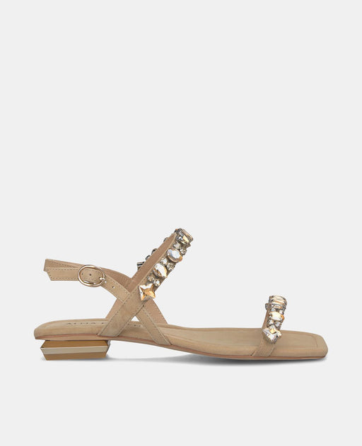 FLAT SANDAL WITH RHINESTONE STRAPS