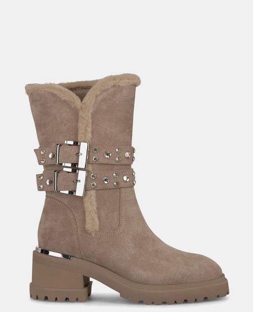 HAIR BOOT WITH STUDS DETAIL