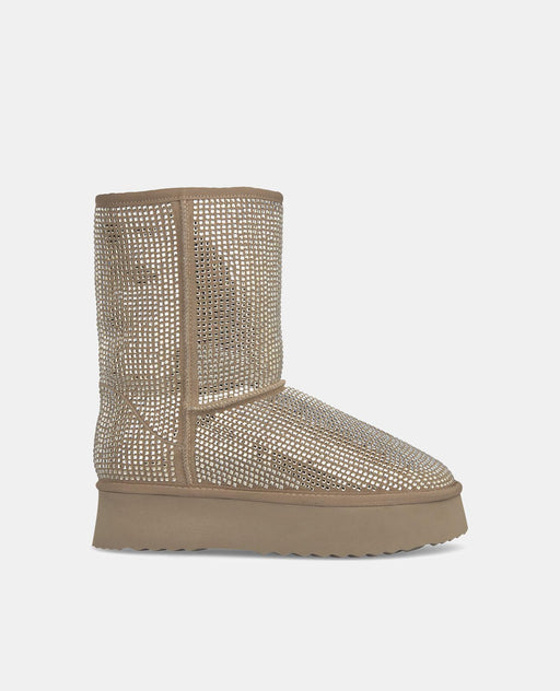 BOTA DE PELE COM STRASS