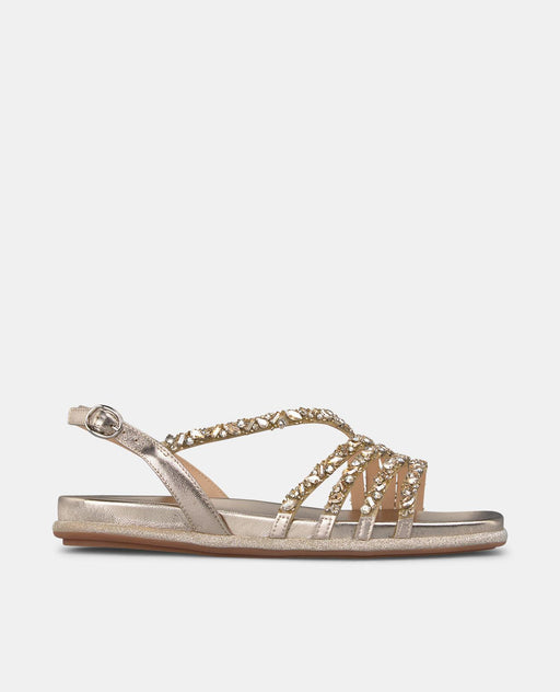 FLAT SANDAL WITH CROSSED RHINESTONES