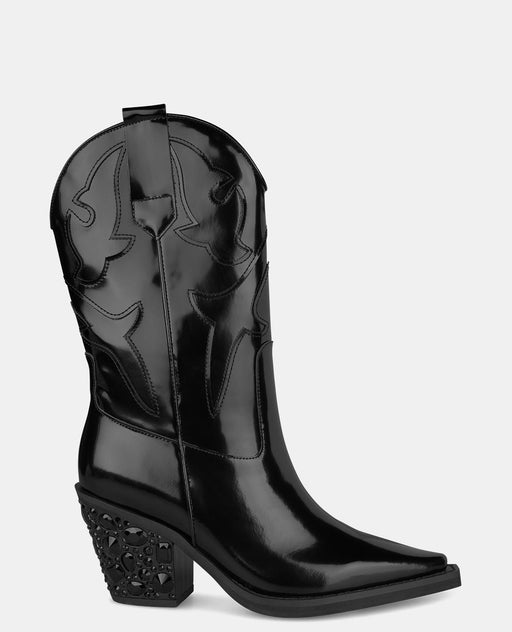 COWBOY BOOT WITH RHINESTONE HEEL