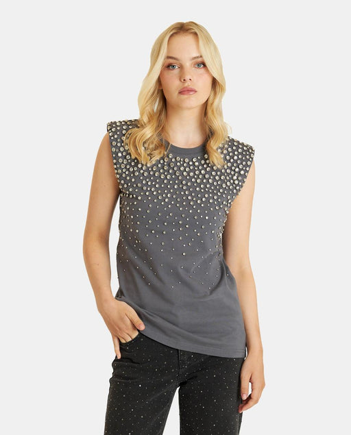 T-SHIRT AVEC COL EN STRASS