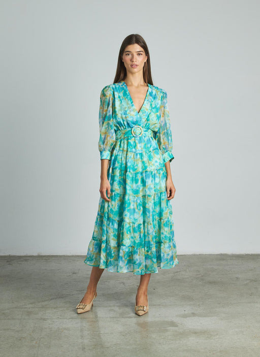 VESTIDO ESTAMPADO CINTURÓN