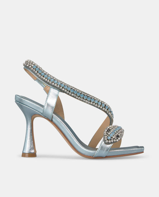 CIRCULAR HEEL SNAKE SANDAL