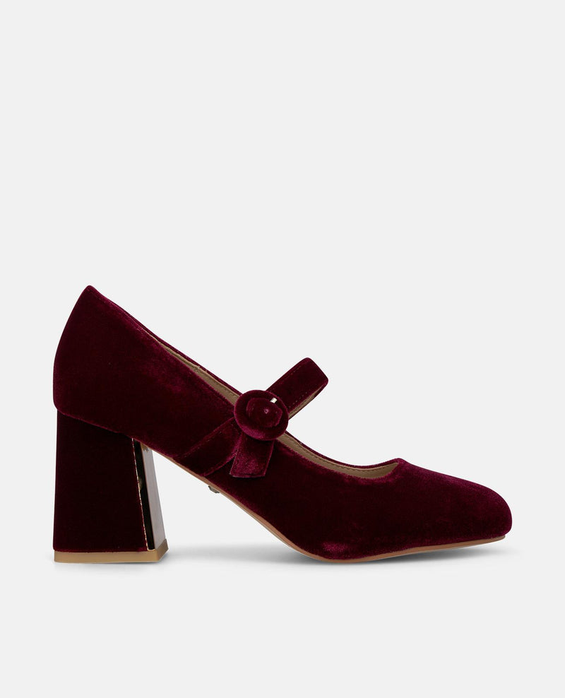ZAPATO TACÓN DE TERCIOPELO CON HEBILLA
