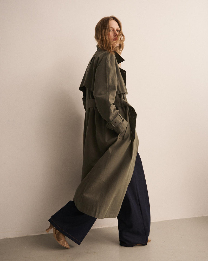 LONG TWILL TRENCH COAT