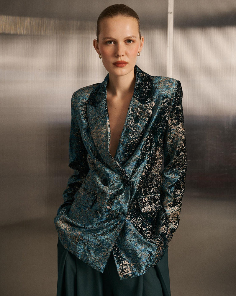 PRINTED VELVET BLAZER