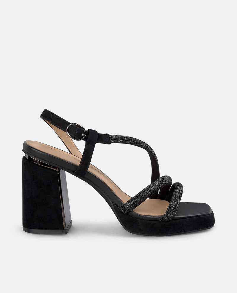 SANDÁLIA DE STRASS COM SALTO