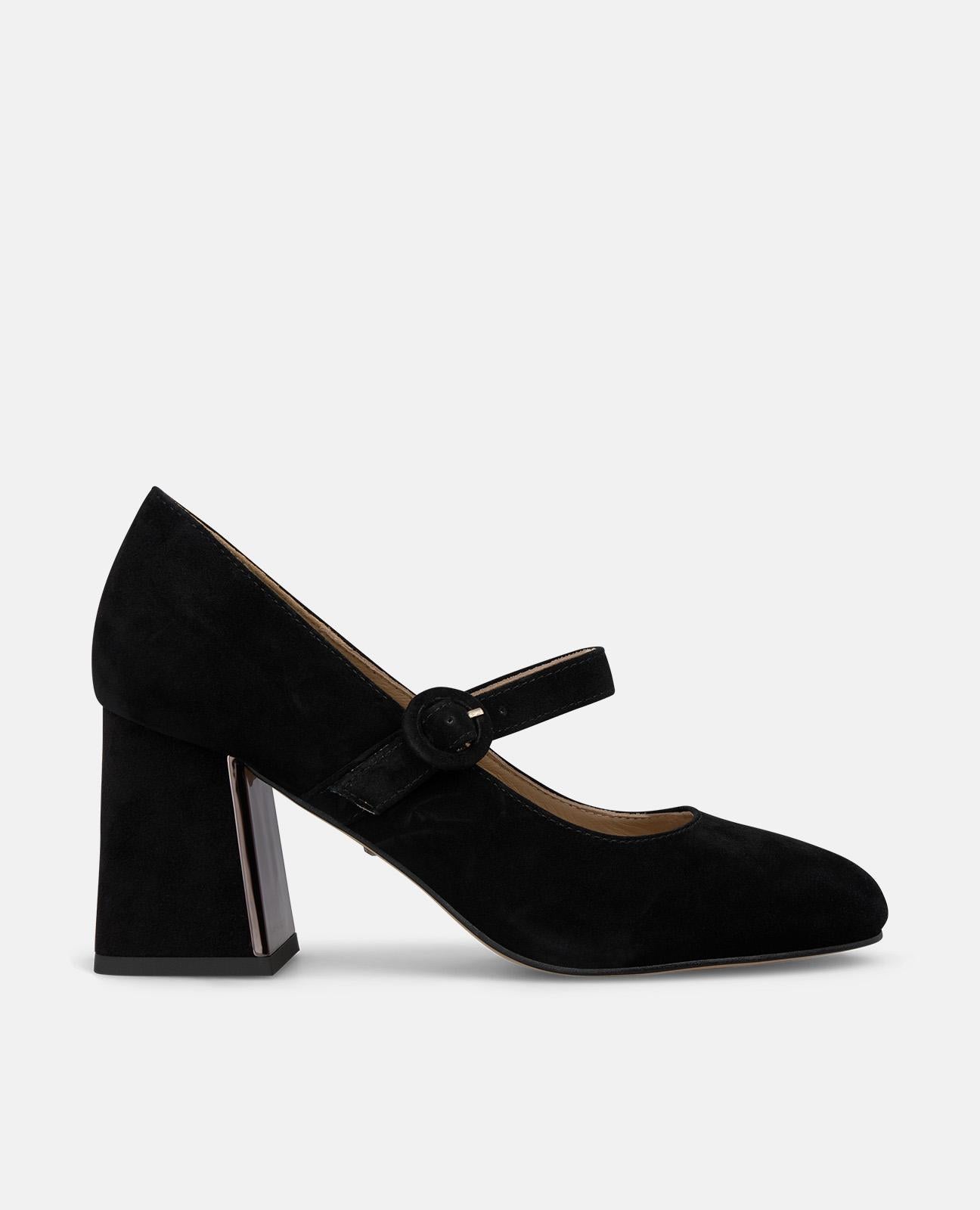 ZAPATO TACÓN DE ANTE CON HEBILLA