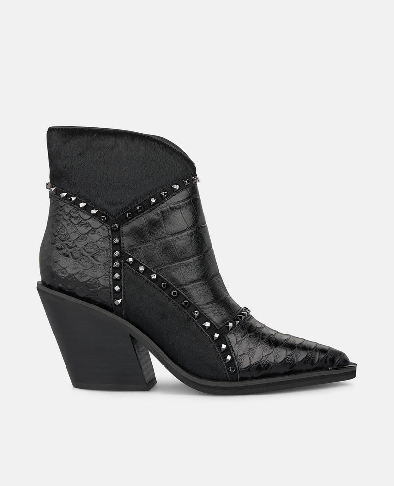 LEATHER COWBOY BOOTS WITH MIXED TEXTURES
