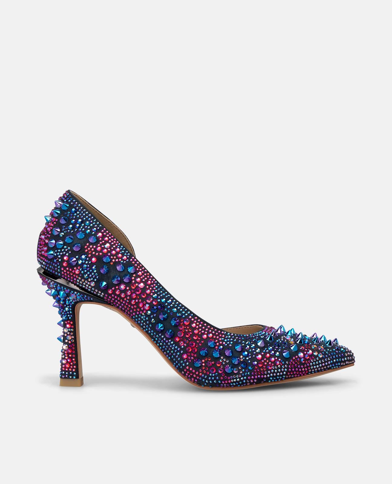 ZAPATO DE TACÓN CON PEDRERÍA MULTICOLOR