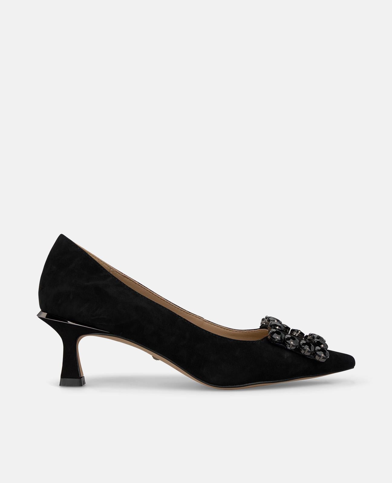 ZAPATO TACÓN ANTE CON ADORNO