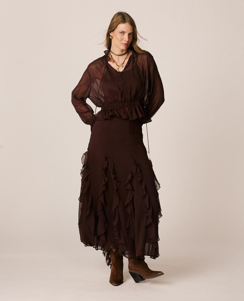 RUFFLED MIDI SKIRT