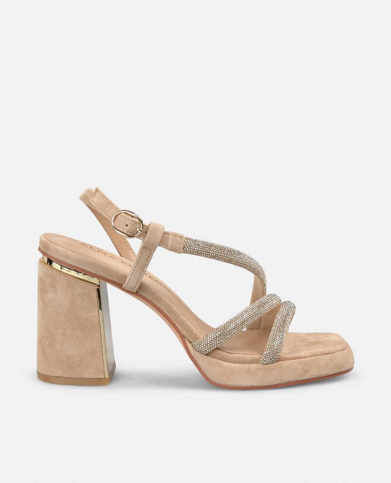 SANDÁLIA DE STRASS COM SALTO