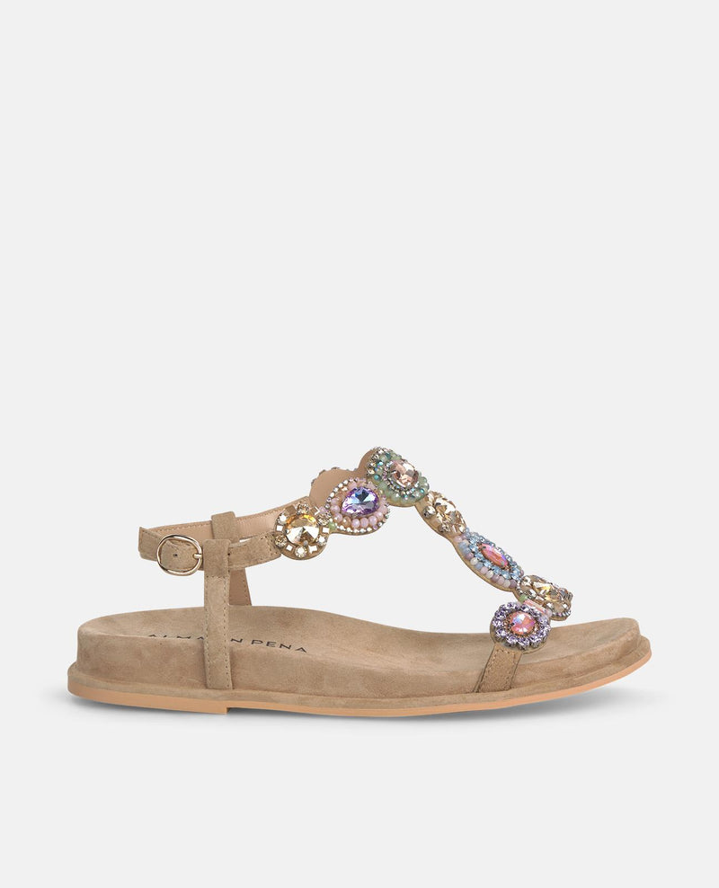 SANDALIA PLANA DETALLE PEDRERIA BAJA