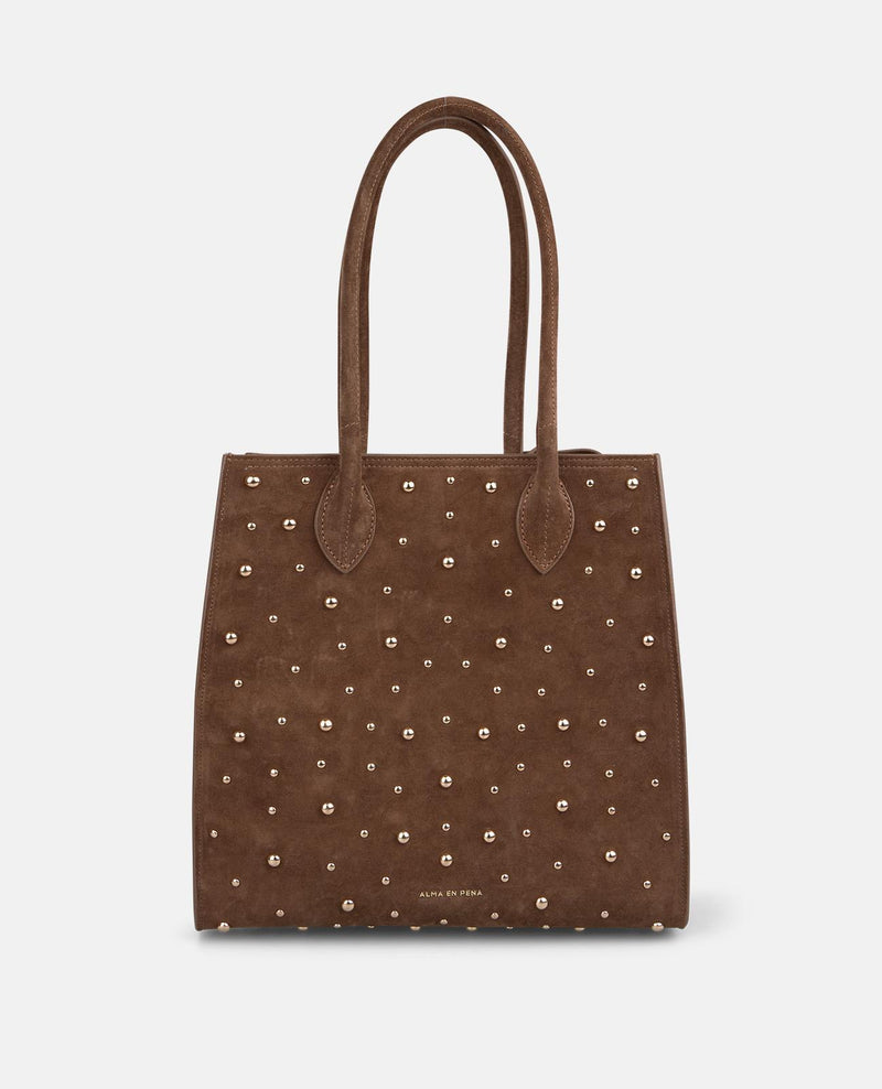 BOLSO TOTE PIEL CON TACHAS METÁLICAS