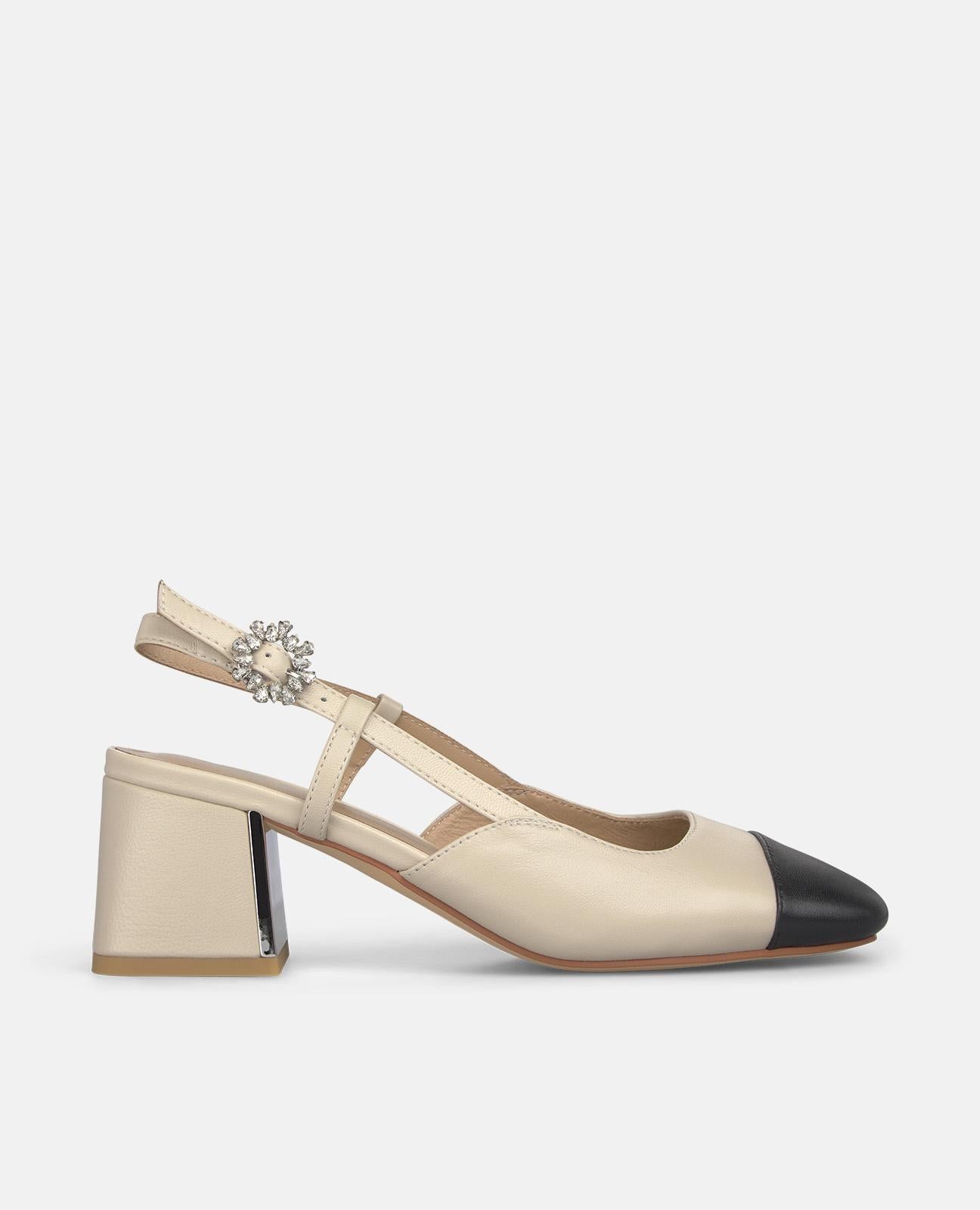 ZAPATO DESTALONADO CON TACON PUNTERA CONTRASTE