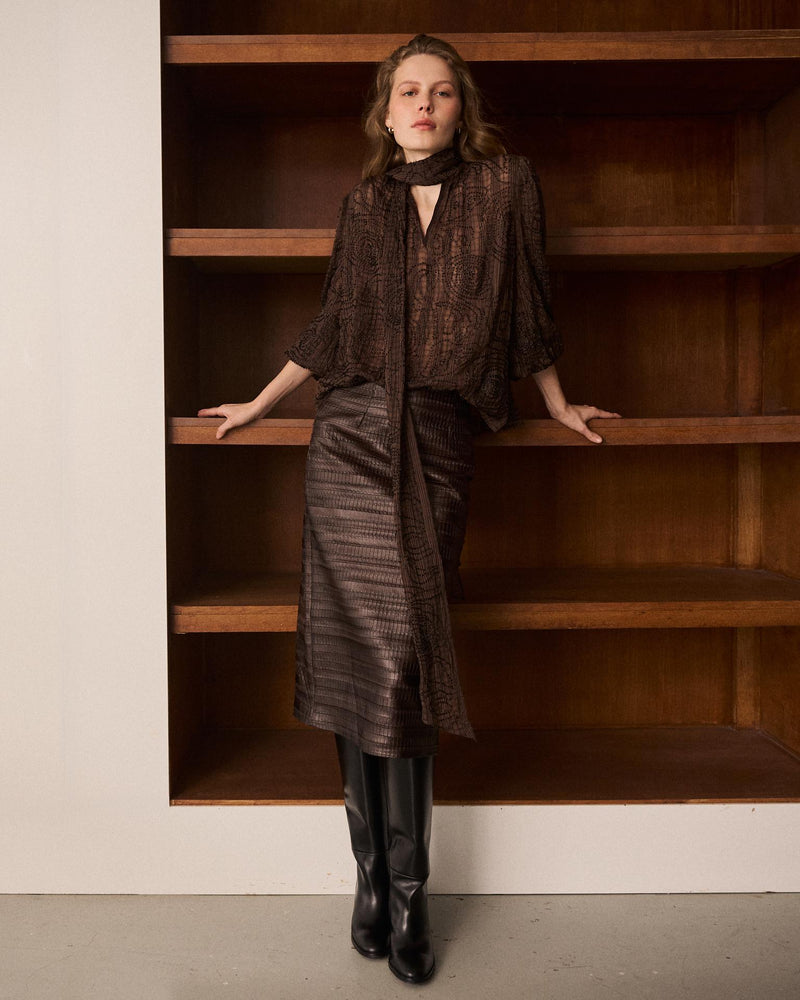 Faux Leather Midi Skirt