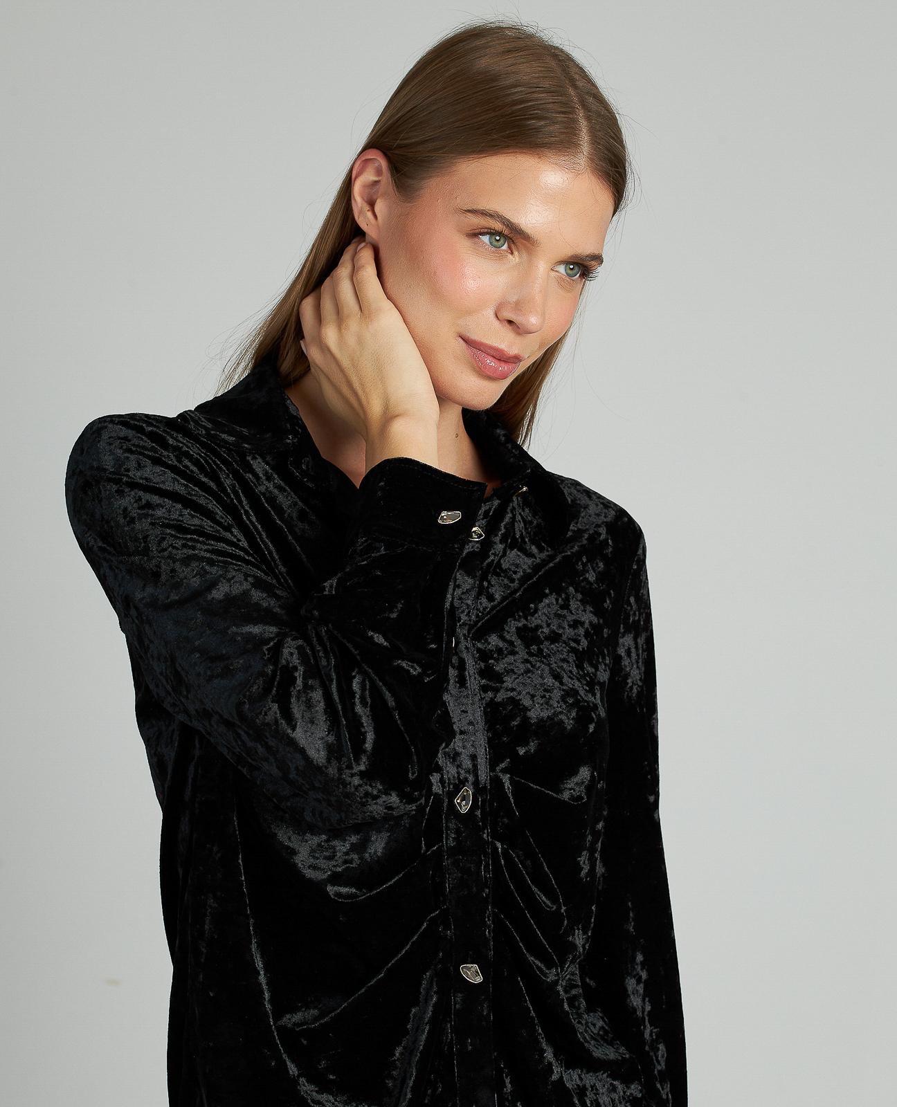 CAMISA TERCIOPELO BOTÓN JOYA