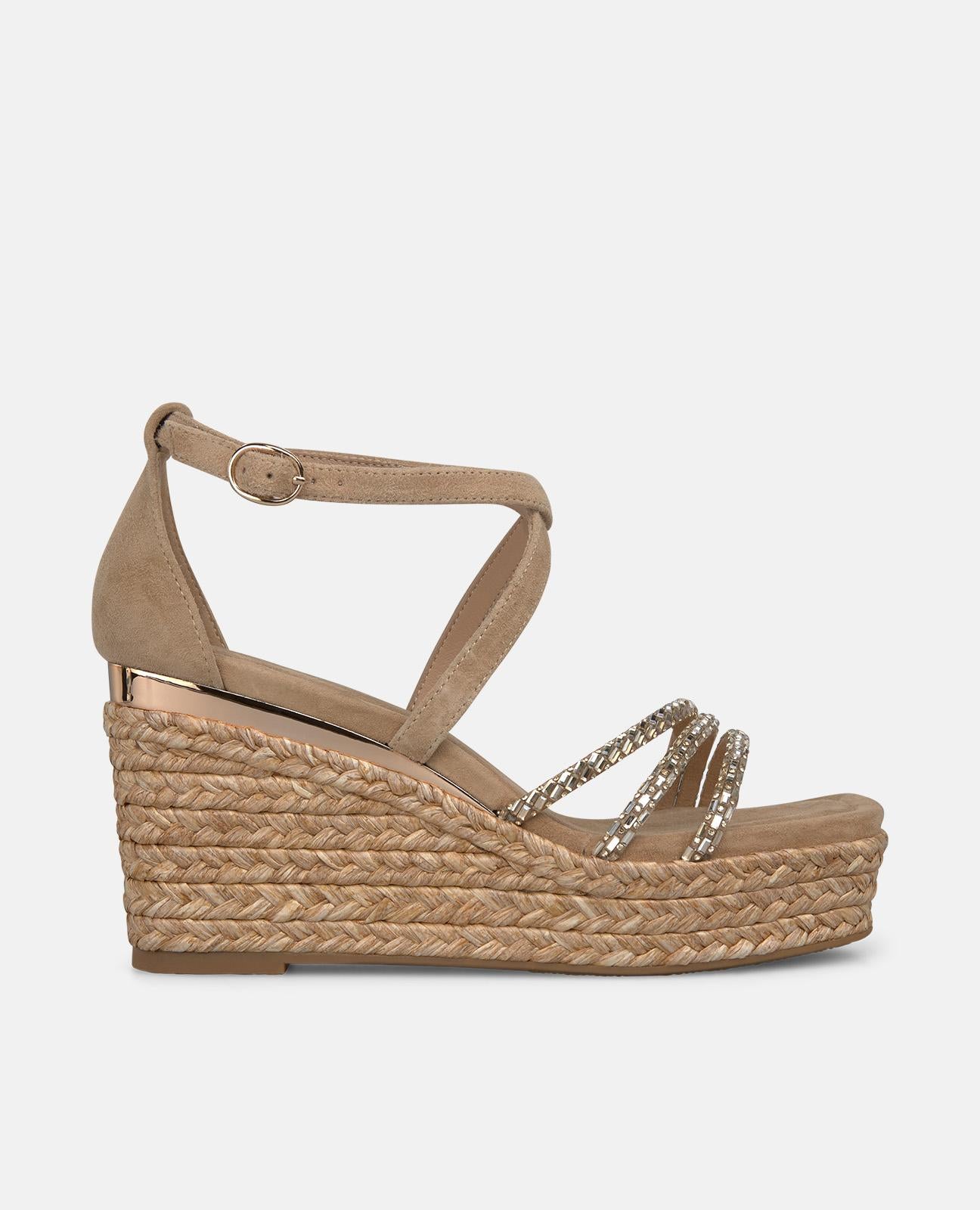 SANDALIA CUÑA ESPARTO TIRAS MULTIPOSICION