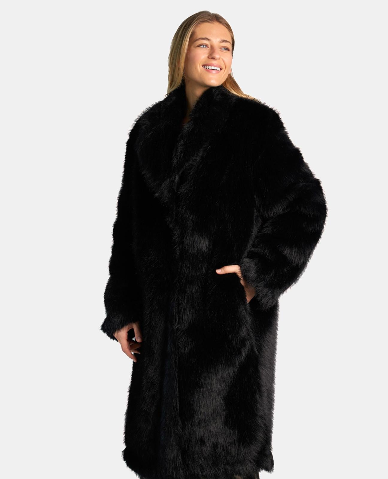 CAPPOTTO LUNGO EFFETTO PELLICCIA