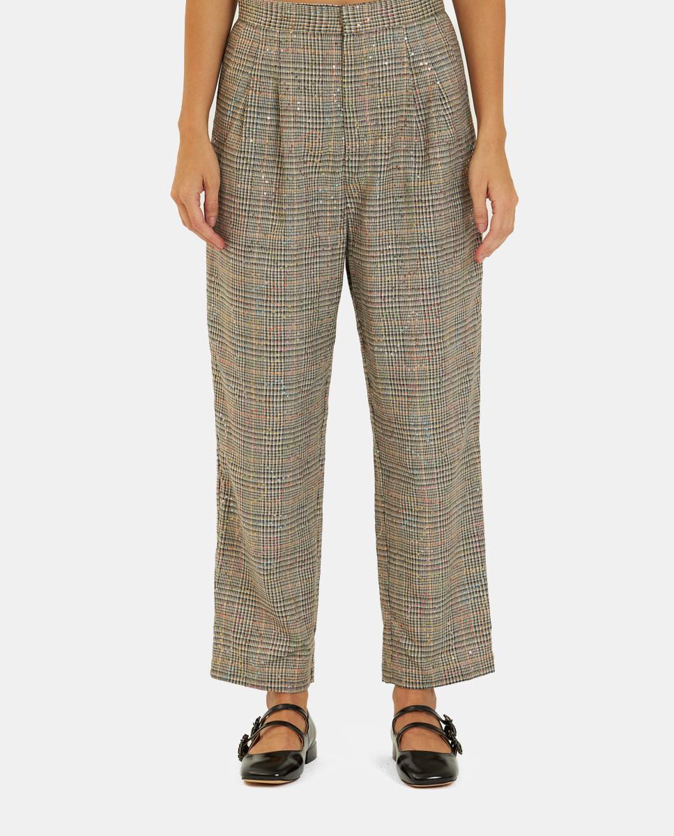 PANTALON À CARREAUX AVEC PAILLETTES