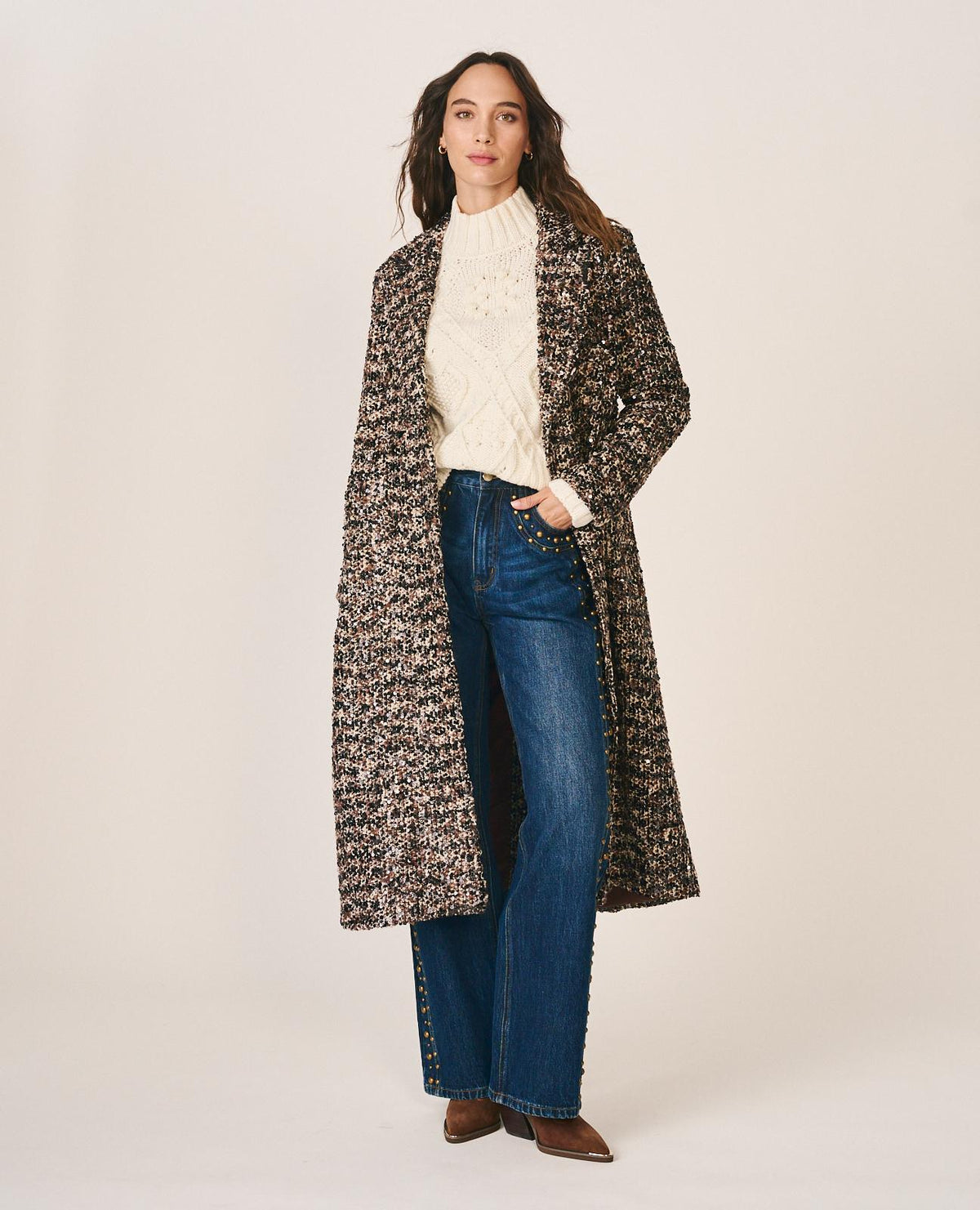 CAPPOTTO IN TWEED CON PAILLETTES