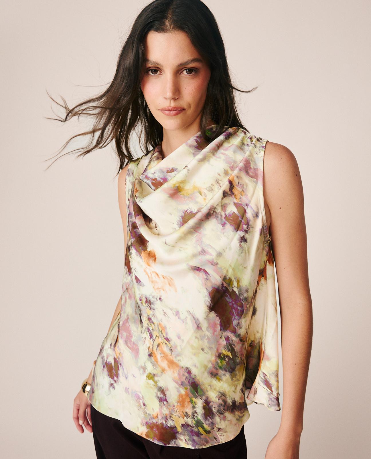 BLUSA SATÉN ESTAMPADO ACUARELA