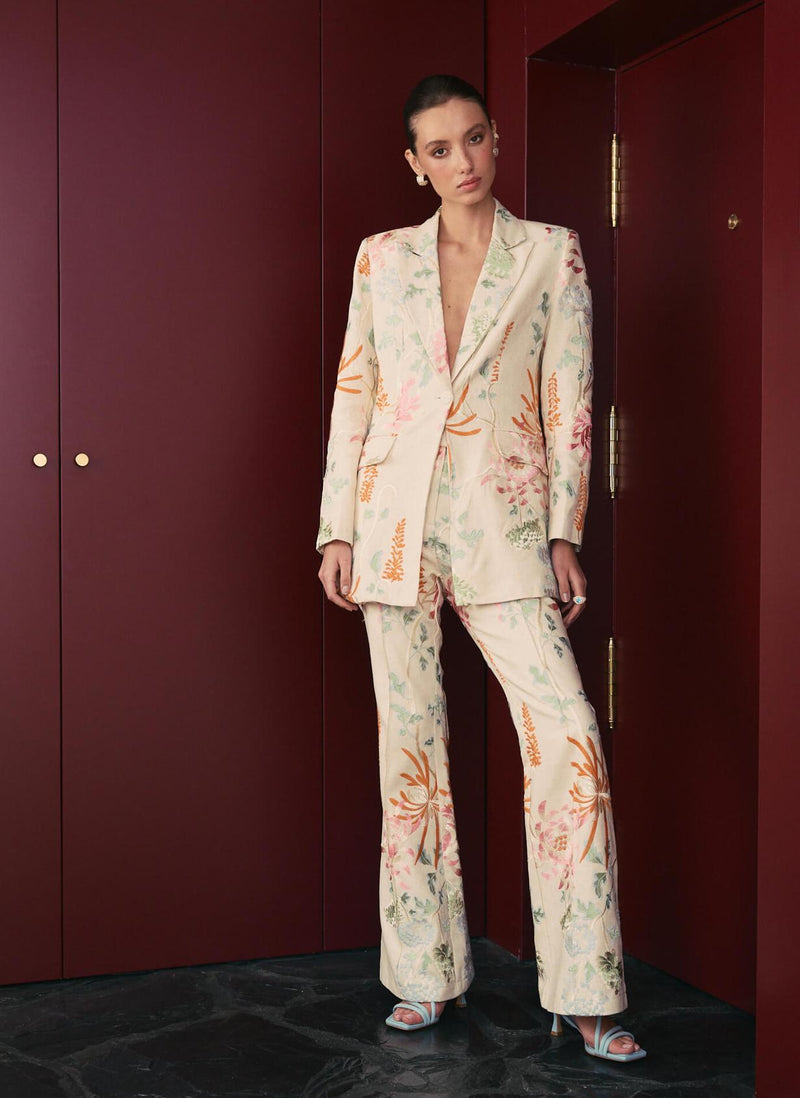 EMBROIDERED FLARED PANTS